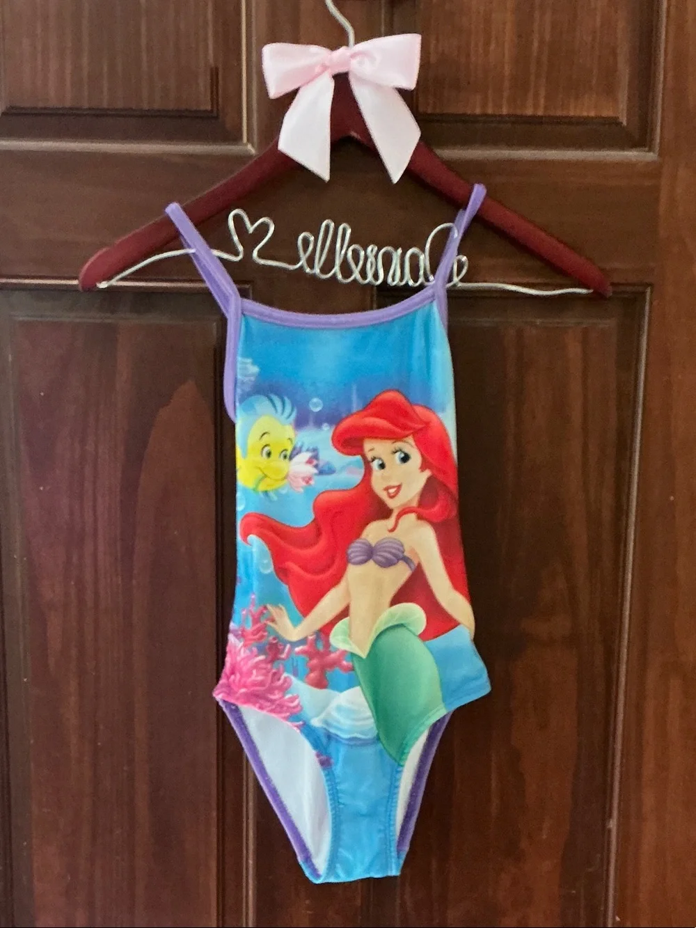 Disney Ariel Kids One-Piece Swimsuit in Blue, Purple, Red & Green